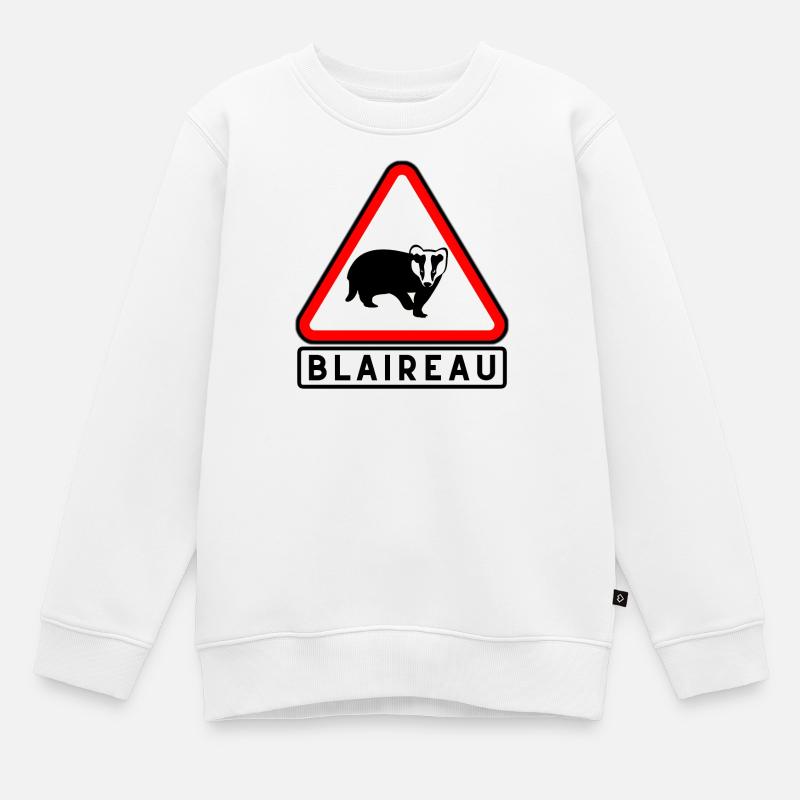 Blaireau Triangle Avertissement - Sweat Premium enfant bio - blanc