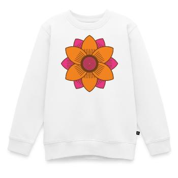 Retro-Stil Rosa und orangefarbene Blume aus der Mitte des Jahrhunderts - Kinder Premium Organic Sweatshirt - Weiß - Vorne - AI Model Kid Male (0cm)