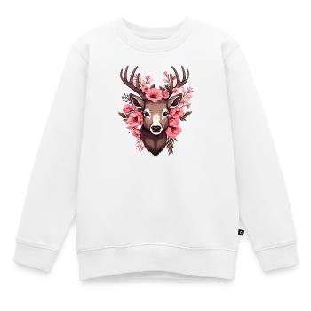 Chevreuil avec des fleurs Costumes Tête de cerf Tête de cerf - Sweat Premium enfant bio - blanc - Devant - AI Model Kid Male (0cm)