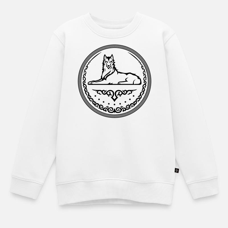 Loup du Caucase - Sweat Premium enfant bio - blanc