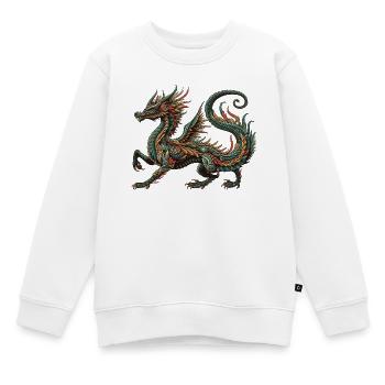 Farbdrache Ornament Tribal Stil - Kinder Premium Organic Sweatshirt - Weiß - Vorne - AI Model Kid Male (0cm)