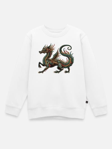Farbdrache Ornament Tribal Stil - Kinder Premium Organic Sweatshirt - Weiß