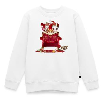 Tiere lesen ein Buch im Ohrensessel zu Weihnachten - Kinder Premium Organic Sweatshirt - Weiß - Vorne - AI Model Kid Male (0cm)