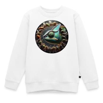Le caméléon et les insectes - Sweat Premium enfant bio - blanc - Devant - AI Model Kid Male (0cm)