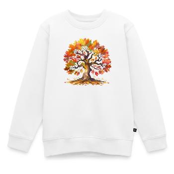 Chêne avec des feuilles d’automne aquarelle - Sweat Premium enfant bio - blanc - Devant - AI Model Kid Male (0cm)