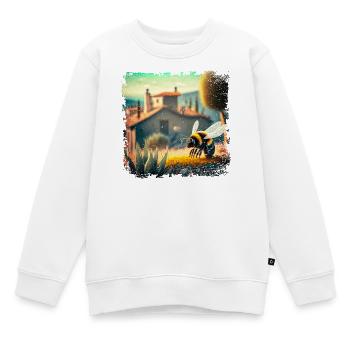 Paysage méditerranéen ensoleillé et une abeille - Sweat Premium enfant bio - blanc - Devant - AI Model Kid Male (0cm)