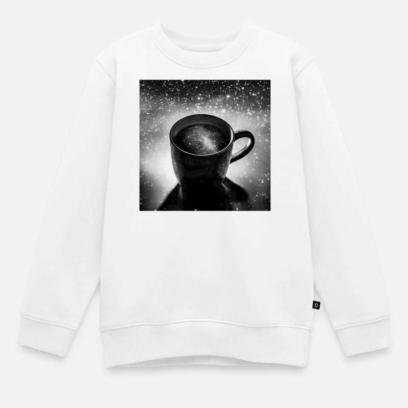 Kosmische Tasse Kaffee - Kinder Premium Organic Sweatshirt - Weiß