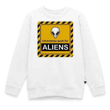 Warnzeichen "Ich bremse auch für Aliens" - Kinder Premium Organic Sweatshirt - Weiß - Vorne - AI Model Kid Male (0cm)