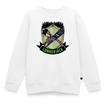 Hache bois scie dire menuiserie bûcheron bois - Sweat Premium enfant bio - blanc - Devant - AI Model Kid Male (0cm)