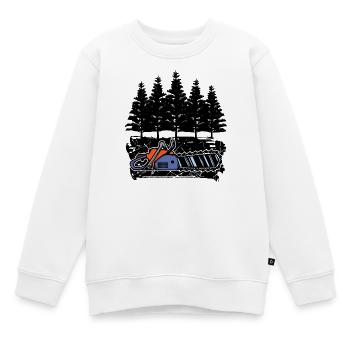 Arbre bois scie bûcheron boiserie arbre cutter - Sweat Premium enfant bio - blanc - Devant - AI Model Kid Male (0cm)