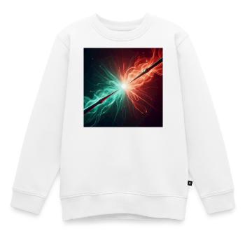 Zwei Zauberstäbe im Kampf - Kinder Premium Organic Sweatshirt - Weiß - Vorne - AI Model Kid Male (0cm)
