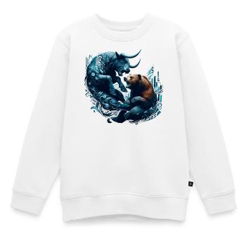 Finance Taureau Bear Fight Wall Street cadeau - Sweat Premium enfant bio - blanc - Devant - AI Model Kid Male (0cm)