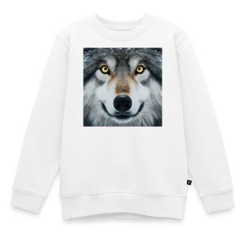 Le regard du loup - Sweat Premium enfant bio - blanc - Devant - AI Model Kid Male (0cm)