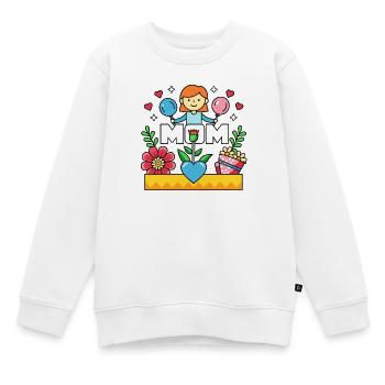 MOM Blühende Mutterliebe Cartoon - Kinder Premium Organic Sweatshirt - Weiß - Vorne - AI Model Kid Male (0cm)