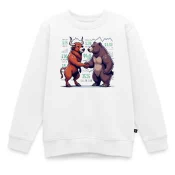 Finance Actions Taureau Ours Wall Street Cadeau - Sweat Premium enfant bio - blanc - Devant - AI Model Kid Male (0cm)