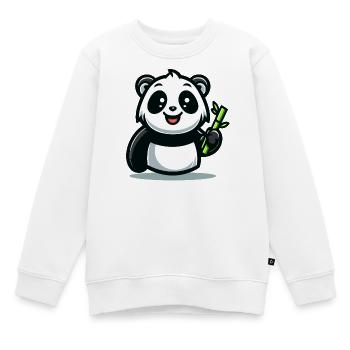 Panda Snacktime : Le Muncher de bambou - Sweat Premium enfant bio - blanc - Devant - AI Model Kid Male (0cm)
