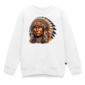 Amerikanisch Indianer Amerikanische Rote Haut - Kinder Premium Organic Sweatshirt - Weiß - Vorne - AI Model Kid Male (0cm)