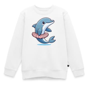 Dauphin de ballet : Vagues gracieuses - Sweat Premium enfant bio - blanc - Devant - AI Model Kid Male (0cm)