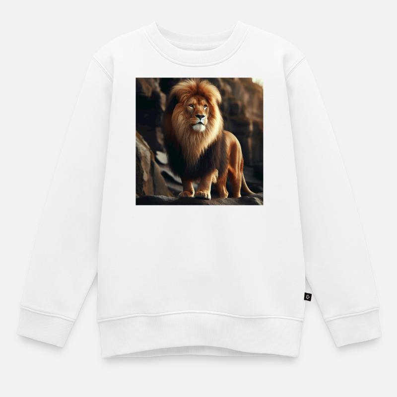 Lion - Sweat Premium enfant bio - blanc