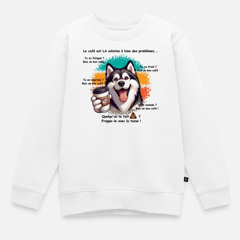 Café - Sweat Premium enfant bio - blanc