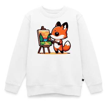 Fox Palette: Der Waldmaler - Kinder Premium Organic Sweatshirt - Weiß - Vorne - AI Model Kid Male (0cm)