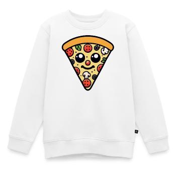Pepperoni plein d’entrain : la tranche heureuse - Sweat Premium enfant bio - blanc - Devant - AI Model Kid Male (0cm)