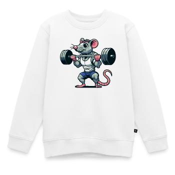 Mighty Mouse Lifter : le guerrier de l’entraînement - Sweat Premium enfant bio - blanc - Devant - AI Model Kid Male (0cm)