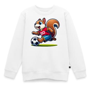 Scamper Striker : L’écureuil de football - Sweat Premium enfant bio - blanc - Devant - AI Model Kid Male (0cm)