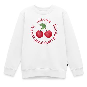 with me its not good cherry eating denglisch - Kids Premium Organic Sweatshirt - white - Front - AI Model Kid Male (0cm)
