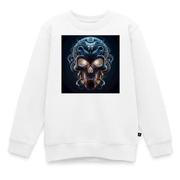 Crâne fusionné avec serpent 3D - Sweat Premium enfant bio - blanc - Devant - AI Model Kid Male (0cm)