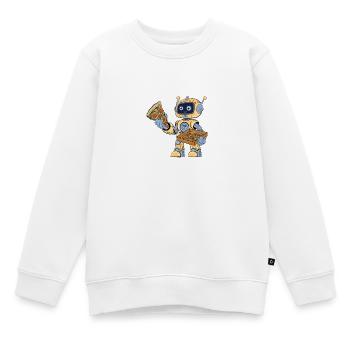 Roboter isst Pizza - Kinder Premium Organic Sweatshirt - Weiß - Vorne - AI Model Kid Male (0cm)