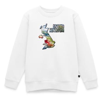 Aquarell Karte United Kingdom - Kinder Premium Organic Sweatshirt - Weiß - Vorne - AI Model Kid Male (0cm)