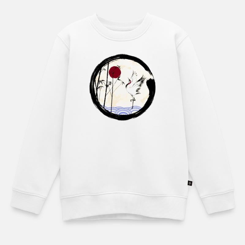 Japanischer Kranich - Kinder Premium Organic Sweatshirt - Weiß