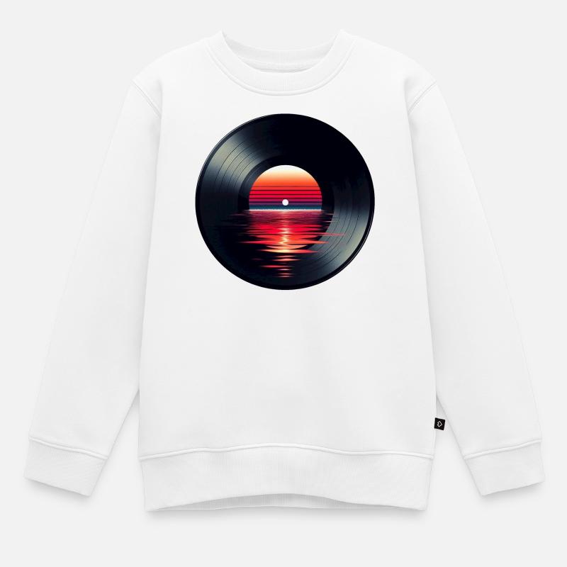 Disque de musique LP vinyle, Retro Sunset - Sweat Premium enfant bio - blanc