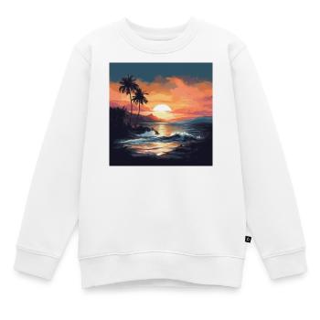 Tropischer Sonnenuntergang am Strand - Kinder Premium Organic Sweatshirt - Weiß - Vorne - AI Model Kid Male (0cm)