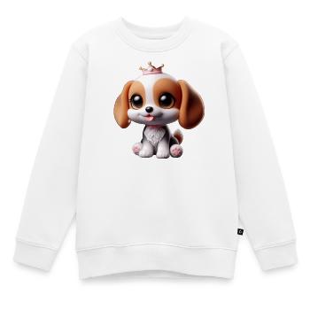Verspieltes Hundemotiv mit Krone - Kinder Premium Organic Sweatshirt - Weiß - Vorne - AI Model Kid Male (0cm)