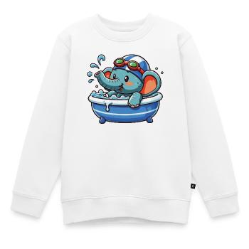 Éléphant dans la salle de bain avec lunettes de plongée - Sweat Premium enfant bio - blanc - Devant - AI Model Kid Male (0cm)