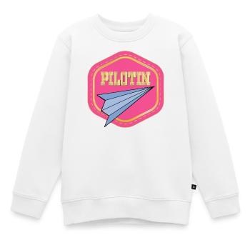 LUFTFAHRT PILOTIN - PAPIERFLIEGER - Kinder Premium Organic Sweatshirt - Weiß - Vorne - AI Model Kid Male (0cm)