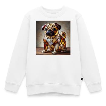 Stained Glass Bulldog Decorative Figure - Kids Premium Organic Sweatshirt - white - Front - AI Model Kid Male (0cm)