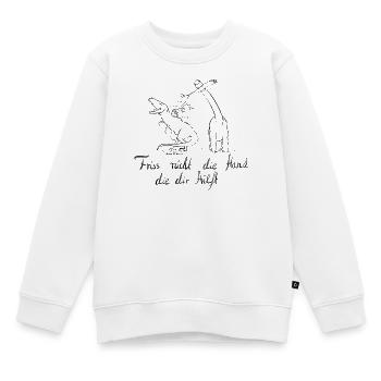 Ne mordez pas et ne mangez pas ! - Sweat Premium enfant bio - blanc - Devant - AI Model Kid Male (0cm)