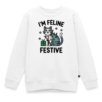 Festliche Katze in Weihnachtsbeleuchtung - Kinder Premium Organic Sweatshirt - Weiß - Vorne - AI Model Kid Male (0cm)