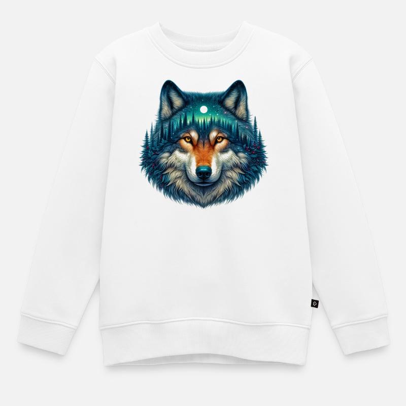 Loup - Sweat Premium enfant bio - blanc