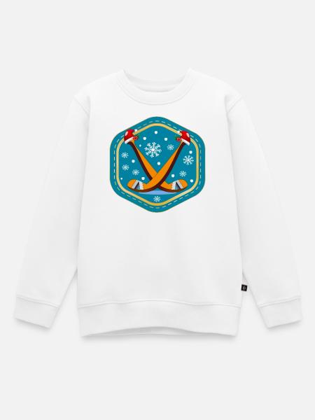 WEIHNACHTEN EISHOCKEY - Kinder Premium Organic Sweatshirt - Weiß