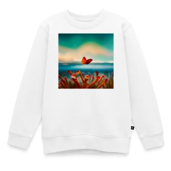 Korallen-Schmetterling - Kinder Premium Organic Sweatshirt - Weiß - Vorne - AI Model Kid Male (0cm)