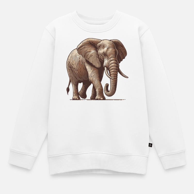 Elefant - Kinder Premium Organic Sweatshirt - Weiß