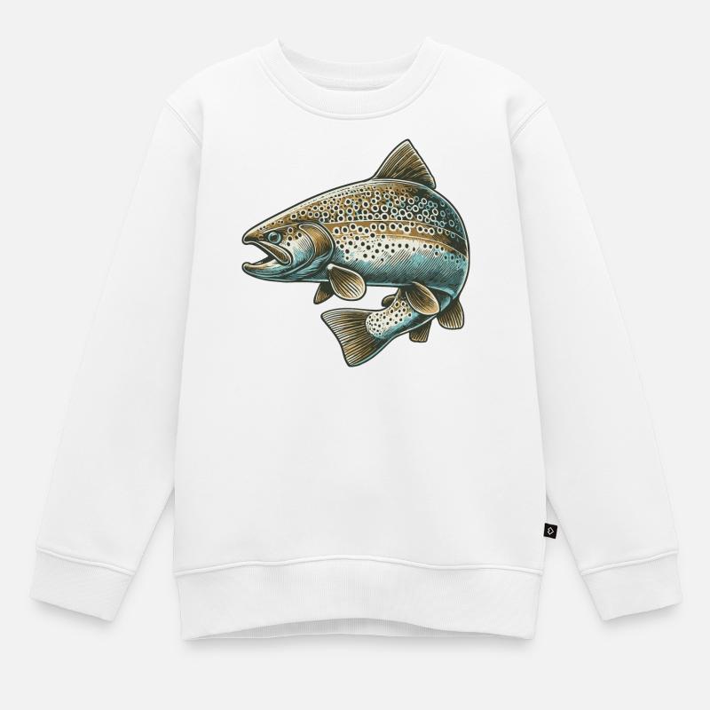 Saumon - Sweat Premium enfant bio - blanc