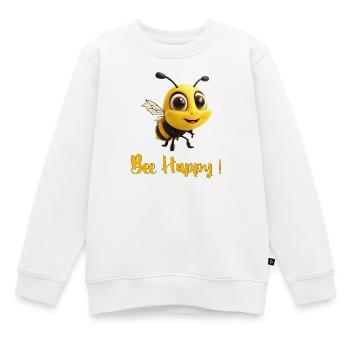 bee happy 2b - Sweat Premium enfant bio - blanc - Devant - AI Model Kid Male (0cm)