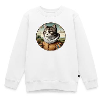 Grau getigerter Kater in einem Renaissancekostüm - Kinder Premium Organic Sweatshirt - Weiß - Vorne - AI Model Kid Male (0cm)