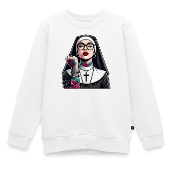 Religieuse avec tatouage - Sweat Premium enfant bio - blanc - Devant - AI Model Kid Male (0cm)
