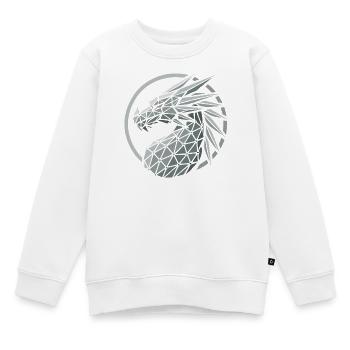 tete dragon polygones bleu - Sweat Premium enfant bio - blanc - Devant - AI Model Kid Male (0cm)